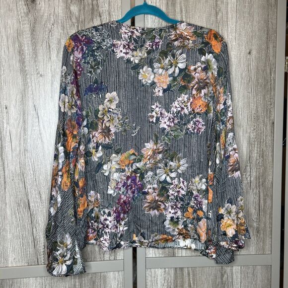 Johnny Was Blouse Floral V Neckline Bell Flare Sleeves Size S - Picture 6 of 6